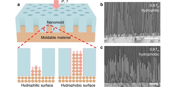 Observation of enhanced nanoscale creep flow of crystalline metals enabled by controlling surface wettability